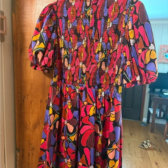 CROSBY by Mollie Burch Multicolor Floral Geometric Puff-Sleeve Dress - Picture 2 of 4